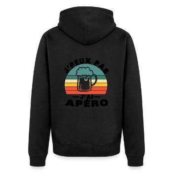 Ich kann kein Vintage-Aperitif-Humor-Geschenk haben - Unisex Premium Bio Zip Hoodie - Schwarz - Hinten - Nico (187cm)