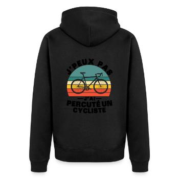 Ich kann nicht, ich fahre einen Radfahrer an - Unisex Premium Bio Zip Hoodie - Schwarz - Hinten - Nico (187cm)