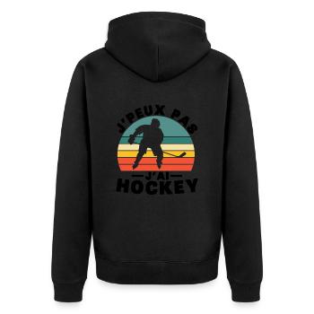 I Can't I Have Hockey Humor Gift - Unisex Premium Bio Zip Hoodie - Schwarz - Hinten - Nico (187cm)