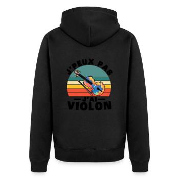 Ich kann keine Geige haben - Unisex Premium Bio Zip Hoodie - Schwarz - Hinten - Nico (187cm)