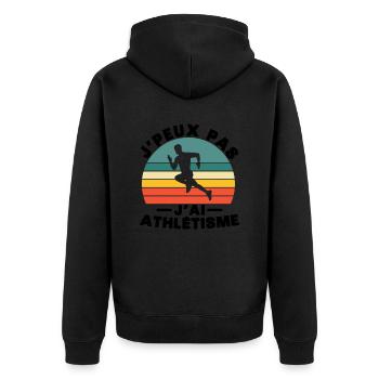 Ich kann keine Leichtathletik haben - Unisex Premium Bio Zip Hoodie - Schwarz - Hinten - Nico (187cm)