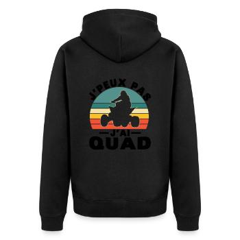 Ich kann nicht, ich habe Quad - Unisex Premium Bio Zip Hoodie - Schwarz - Hinten - Nico (187cm)