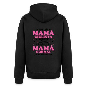 Ich bin eine Fahrrad-Mama wie eine normale Mutter - Unisex Premium Bio Zip Hoodie - Schwarz - Hinten - Nico (187cm)