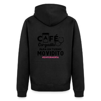 Coffee Loaded For A Busy Shift Nursing - Unisex Premium Organic Zip Hoodie - black - Back - Nico (187cm)