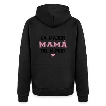 Die beste Mutter der Welt - Unisex Premium Bio Zip Hoodie - Schwarz - Hinten - Nico (187cm)