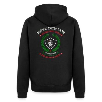 Steiermark - Unisex Premium Bio Zip Hoodie - Schwarz - Hinten - Nico (187cm)