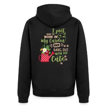 I Just Want To Work In My Garden And Hangout With - Unisex Premium Bio Zip Hoodie - Schwarz - Hinten - Nico (187cm)