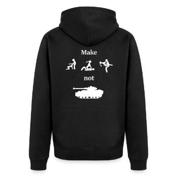 Make Love Not War - Unisex Premium Bio Zip Hoodie - Schwarz - Hinten - Nico (187cm)