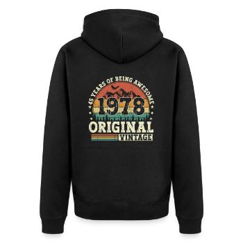 45 birthday gift born in 1978 - Unisex Premium Organic Zip Hoodie - black - Back - Nico (187cm)