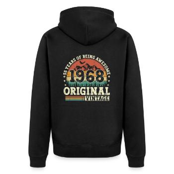 55 birthday gift born in 1968 - Unisex Premium Organic Zip Hoodie - black - Back - Nico (187cm)