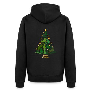 Meowy Christmas - Cat - Christmas Tree Gift - Unisex Premium Organic Zip Hoodie - black - Back - Nico (187cm)