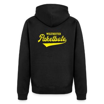 Weltbester Paketbote Bester Zusteller Danke Bote - Unisex Premium Bio Zip Hoodie - Schwarz - Hinten - Nico (187cm)