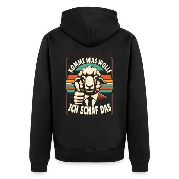 Motivation Geschenk Prüfung Schule Abitur Sprüche - Unisex Premium Bio Zip Hoodie - Schwarz - Hinten - Nico (187cm)
