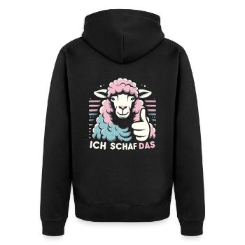 Motivation Geschenk Prüfung Schule Abitur Sprüche - Unisex Premium Bio Zip Hoodie - Schwarz - Hinten - Nico (187cm)