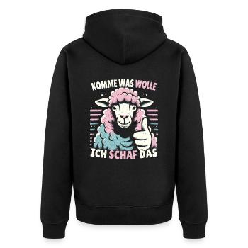Motivation Geschenk Prüfung Schule Abitur Sprüche - Unisex Premium Bio Zip Hoodie - Schwarz - Hinten - Nico (187cm)