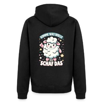 Motivation Geschenk Prüfung Schule Abitur Sprüche - Unisex Premium Bio Zip Hoodie - Schwarz - Hinten - Nico (187cm)