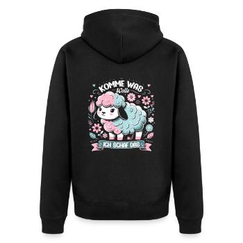 Motivation Geschenk Prüfung Schule Abitur Sprüche - Unisex Premium Bio Zip Hoodie - Schwarz - Hinten - Nico (187cm)