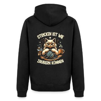 Stricken Strickerin Geschenk Wolle Geburtstag - Unisex Premium Bio Zip Hoodie - Schwarz - Hinten - Nico (187cm)