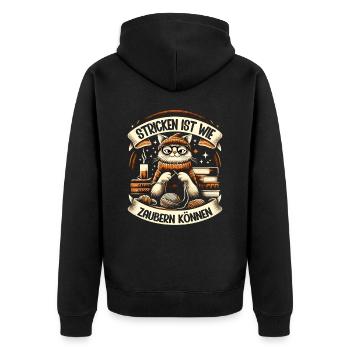 Stricken Strickerin Geschenk Wolle Geburtstag - Unisex Premium Bio Zip Hoodie - Schwarz - Hinten - Nico (187cm)