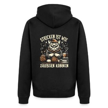 Stricken Strickerin Geschenk Wolle Geburtstag - Unisex Premium Bio Zip Hoodie - Schwarz - Hinten - Nico (187cm)