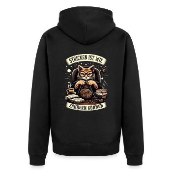 Stricken Strickerin Geschenk Wolle Geburtstag - Unisex Premium Bio Zip Hoodie - Schwarz - Hinten - Nico (187cm)