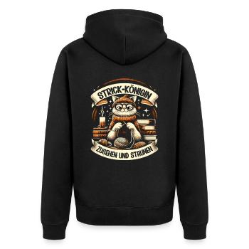 Stricken Strickerin Geschenk Wolle Geburtstag - Unisex Premium Bio Zip Hoodie - Schwarz - Hinten - Nico (187cm)