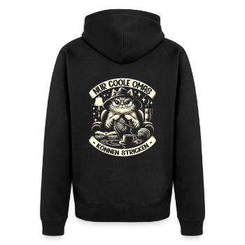 Stricken Strickerin Geschenk Oma Geburtstag - Unisex Premium Bio Zip Hoodie - Schwarz - Hinten - Nico (187cm)
