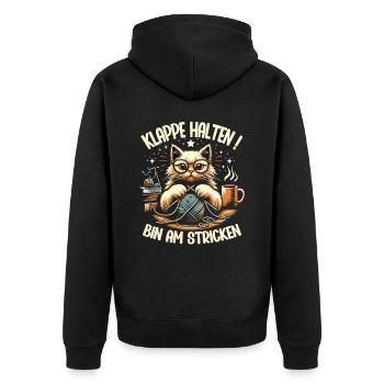 Stricken Strickerin Geschenk Wolle Geburtstag - Unisex Premium Bio Zip Hoodie - Schwarz - Hinten - Nico (187cm)