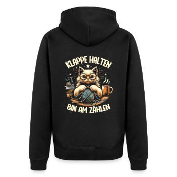 Stricken Strickerin Geschenk Wolle Geburtstag - Unisex Premium Bio Zip Hoodie - Schwarz - Hinten - Nico (187cm)