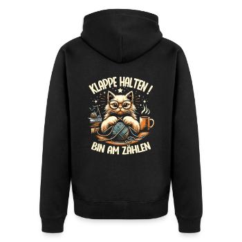 Stricken Strickerin Geschenk Wolle Geburtstag - Unisex Premium Bio Zip Hoodie - Schwarz - Hinten - Nico (187cm)