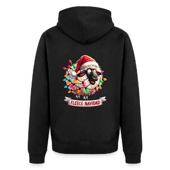 Fleece Navidad Weihnachten Geschenk Lustig Sprüche - Unisex Premium Bio Zip Hoodie - Schwarz - Hinten - Nico (187cm)