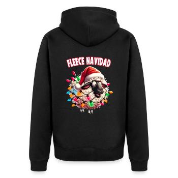 Fleece Navidad Weihnachten Geschenk Lustig Sprüche - Unisex Premium Bio Zip Hoodie - Schwarz - Hinten - Nico (187cm)