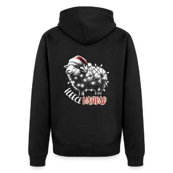 Fleece Navidad Weihnachten Geschenk Lustig Sprüche - Unisex Premium Bio Zip Hoodie - Schwarz - Hinten - Nico (187cm)