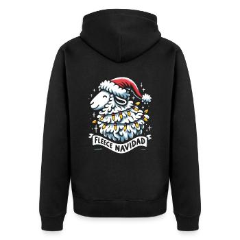 Fleece Navidad Weihnachten Geschenk Lustig Sprüche - Unisex Premium Bio Zip Hoodie - Schwarz - Hinten - Nico (187cm)