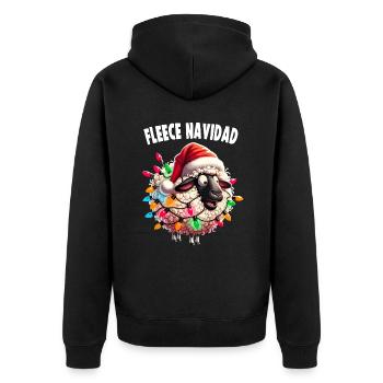 Fleece Navidad Weihnachten Geschenk Lustig Sprüche - Unisex Premium Bio Zip Hoodie - Schwarz - Hinten - Nico (187cm)