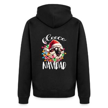 Fleece Navidad Weihnachten Geschenk Lustig Sprüche - Unisex Premium Bio Zip Hoodie - Schwarz - Hinten - Nico (187cm)
