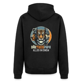 Bärtigerpapa Bär Tiger Mann Geschenk Bart Sprüche - Unisex Premium Bio Zip Hoodie - Schwarz - Hinten - Nico (187cm)