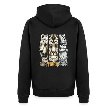 Bärtigerpapa Bär Tiger Mann Geschenk Bart Sprüche - Unisex Premium Bio Zip Hoodie - Schwarz - Hinten - Nico (187cm)