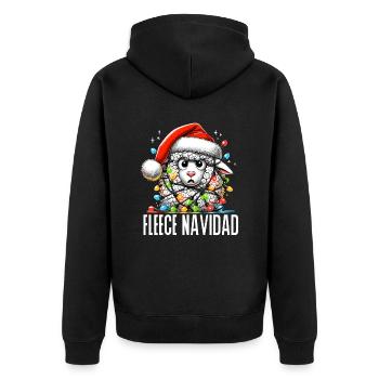 Fleece Navidad Weihnachten Geschenk Lustig Sprüche - Unisex Premium Bio Zip Hoodie - Schwarz - Hinten - Nico (187cm)