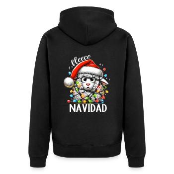 Fleece Navidad Weihnachten Geschenk Lustig Sprüche - Unisex Premium Bio Zip Hoodie - Schwarz - Hinten - Nico (187cm)