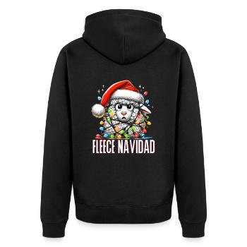 Fleece Navidad Weihnachten Geschenk Lustig Sprüche - Unisex Premium Bio Zip Hoodie - Schwarz - Hinten - Nico (187cm)
