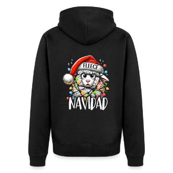 Fleece Navidad Weihnachten Geschenk Lustig Sprüche - Unisex Premium Bio Zip Hoodie - Schwarz - Hinten - Nico (187cm)