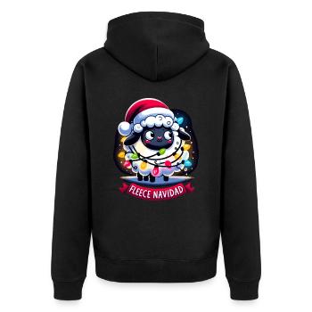Fleece Navidad Weihnachten Geschenk Lustig Sprüche - Unisex Premium Bio Zip Hoodie - Schwarz - Hinten - Nico (187cm)