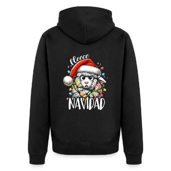 Fleece Navidad Weihnachten Geschenk Lustig Sprüche - Unisex Premium Bio Zip Hoodie - Schwarz - Hinten - Nico (187cm)