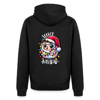 Fleece Navidad Weihnachten Geschenk Lustig Sprüche - Unisex Premium Bio Zip Hoodie - Schwarz - Hinten - Nico (187cm)