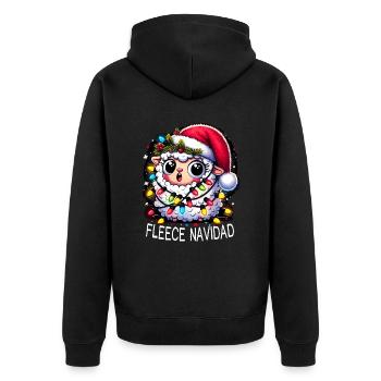 Fleece Navidad Weihnachten Geschenk Lustig Sprüche - Unisex Premium Bio Zip Hoodie - Schwarz - Hinten - Nico (187cm)
