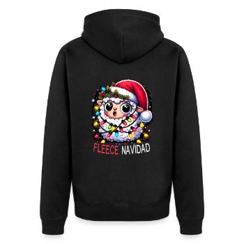 Fleece Navidad Weihnachten Geschenk Lustig Sprüche - Unisex Premium Bio Zip Hoodie - Schwarz - Hinten - Nico (187cm)
