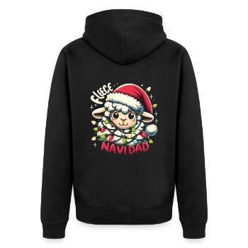 Fleece Navidad Weihnachten Geschenk Lustig Sprüche - Unisex Premium Bio Zip Hoodie - Schwarz - Hinten - Nico (187cm)