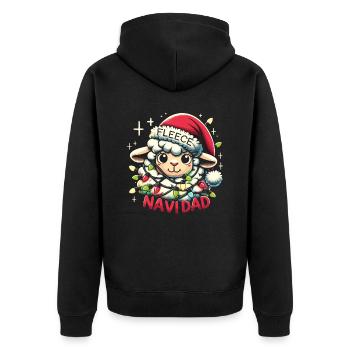 Fleece Navidad Weihnachten Geschenk Lustig Sprüche - Unisex Premium Bio Zip Hoodie - Schwarz - Hinten - Nico (187cm)