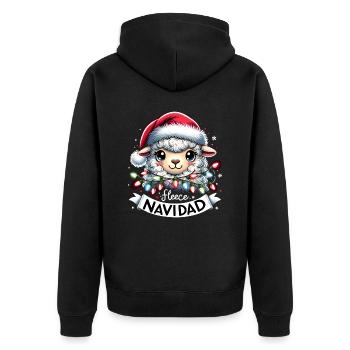Fleece Navidad Weihnachten Geschenk Lustig Sprüche - Unisex Premium Bio Zip Hoodie - Schwarz - Hinten - Nico (187cm)
